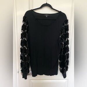 Alfani Black Sweatshirt with Textured Sleeves